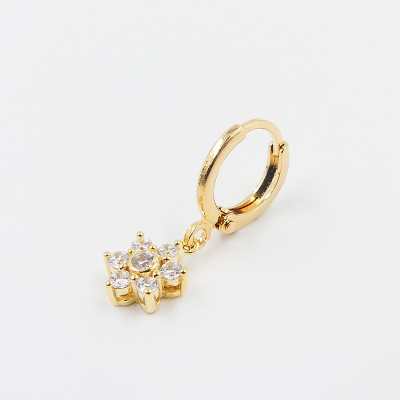 Boucle à l'unité doré fleur épaisse strass