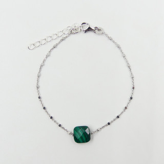Bracelet Argent malachite carrée