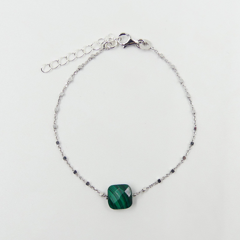 Bracelet Argent malachite carrée