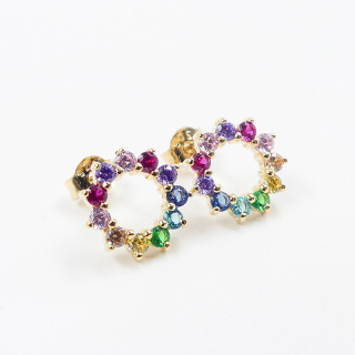 Clous Plaqué or fleur multicolore