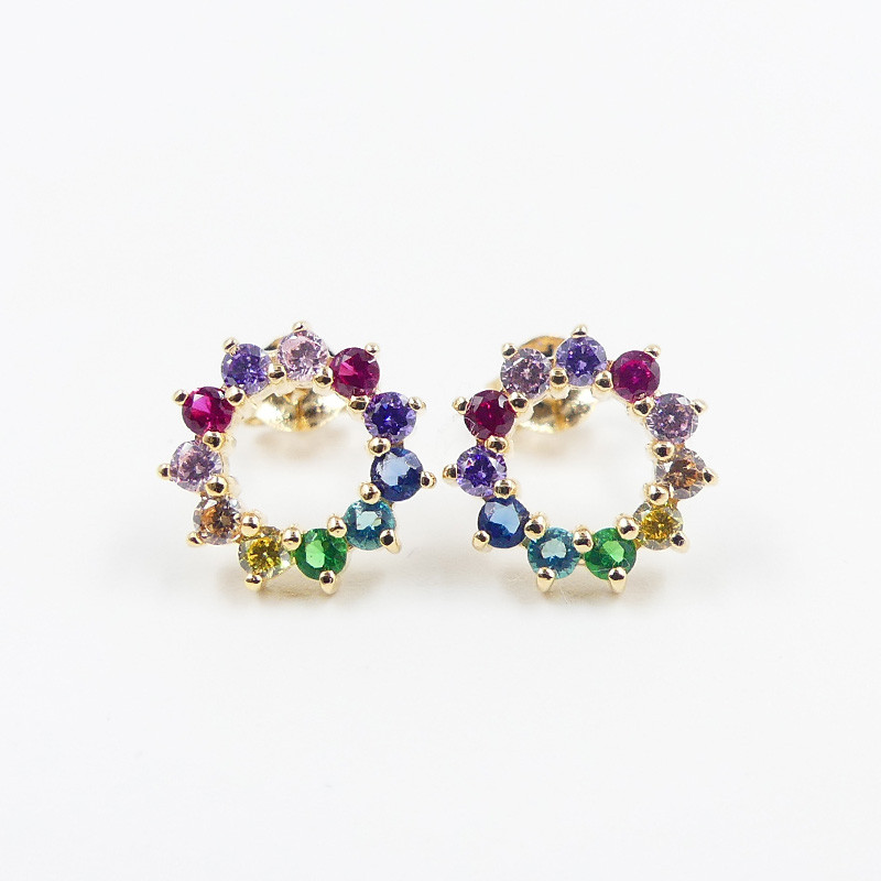 Clous Plaqué or fleur multicolore