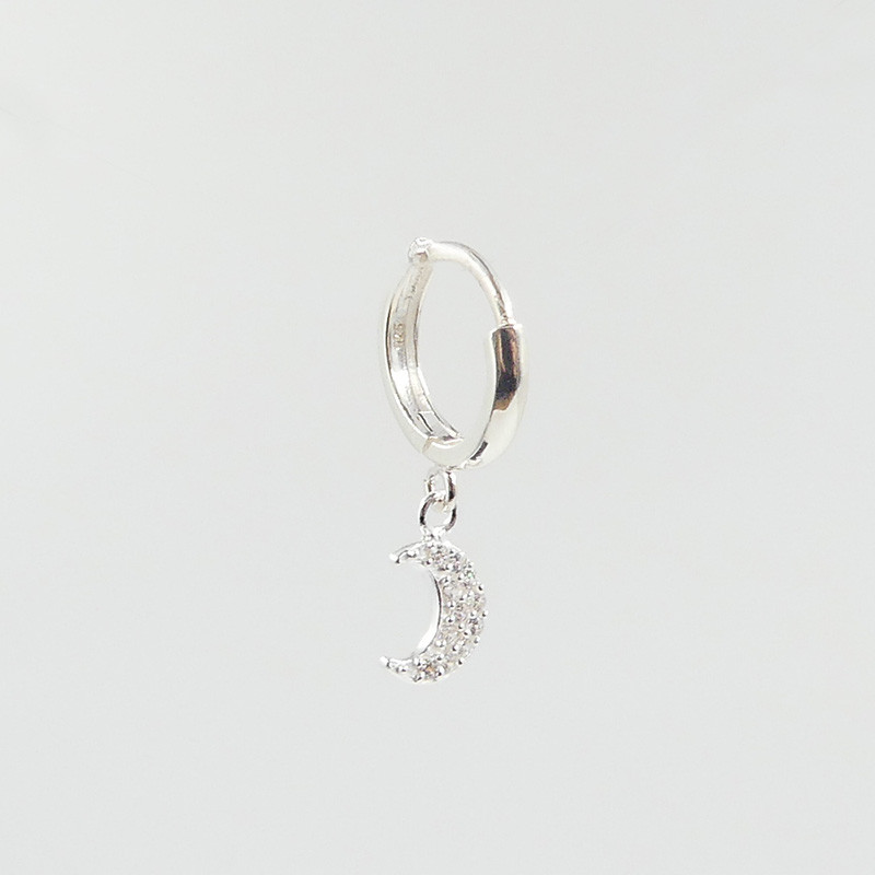 Boucle à l'unité argent lune strass