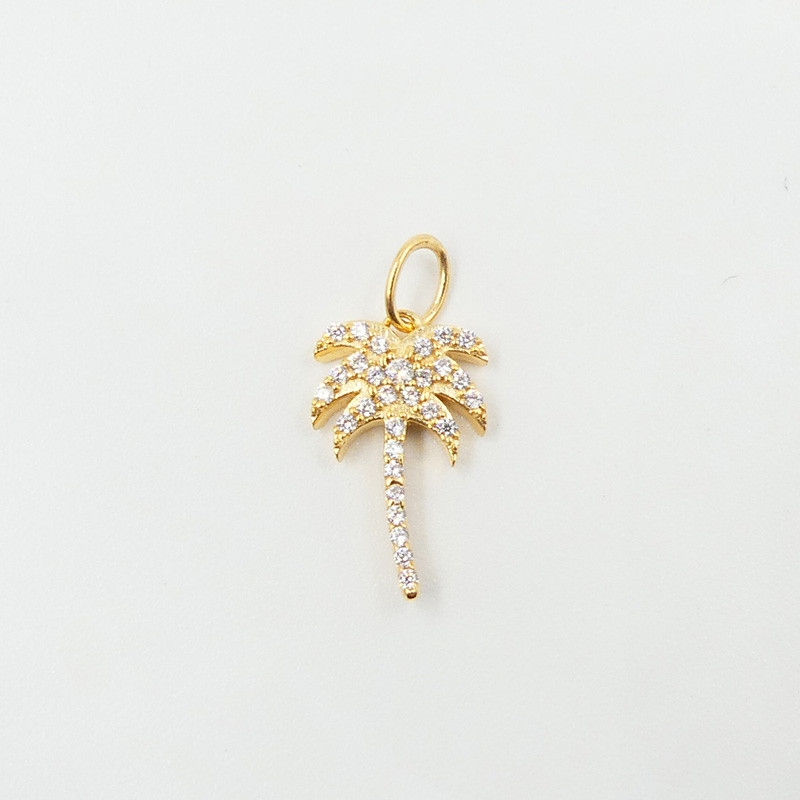 Charm's plaqué or palmier strass