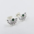 Clous Argent éventail Onyx Vert