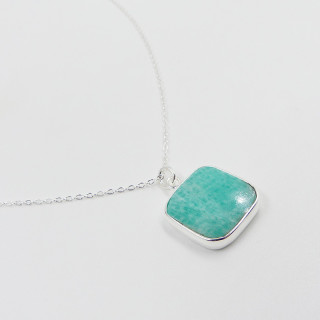 Collier Argent Amazonite carrée