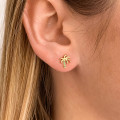 Clous d'oreilles plaqué or palmier strass vert