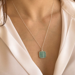 Collier Argent Amazonite carrée