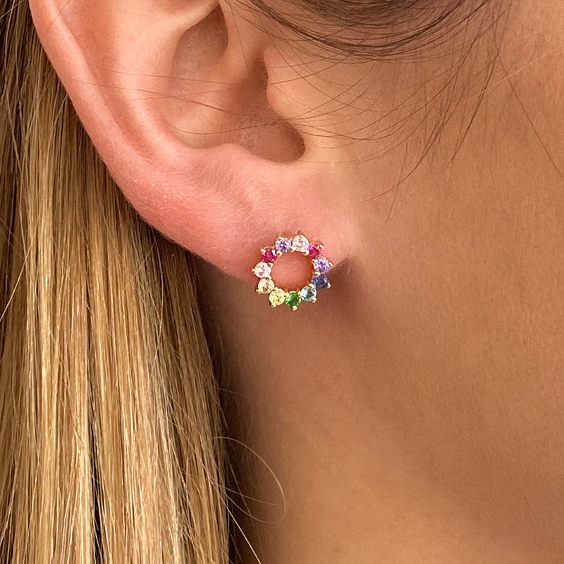 Clous Plaqué or fleur multicolore