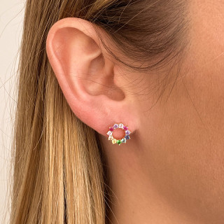 Clous Plaqué or fleur multicolore