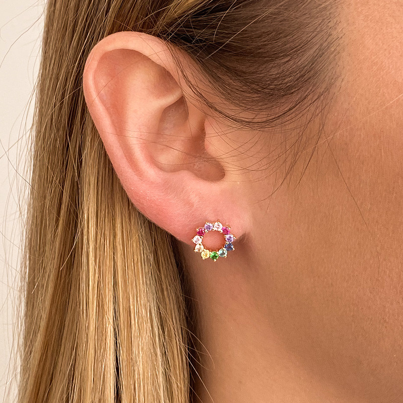 Clous Plaqué or fleur multicolore