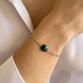 Bracelet Argent malachite carrée