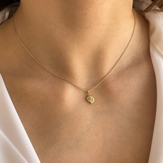 Collier Plaqué or coquillage opale synthèse bleue