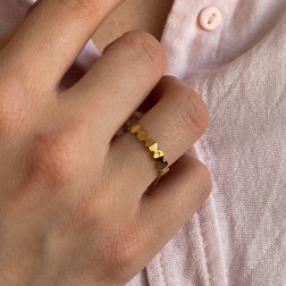 Bague dorée fine pastilles