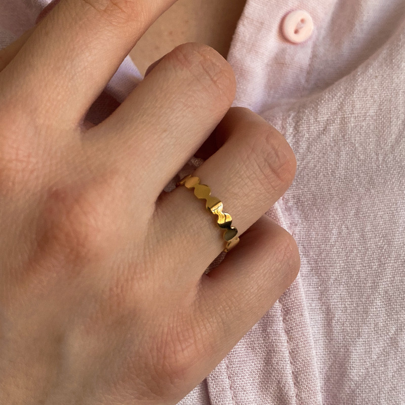 Bague dorée fine pastilles