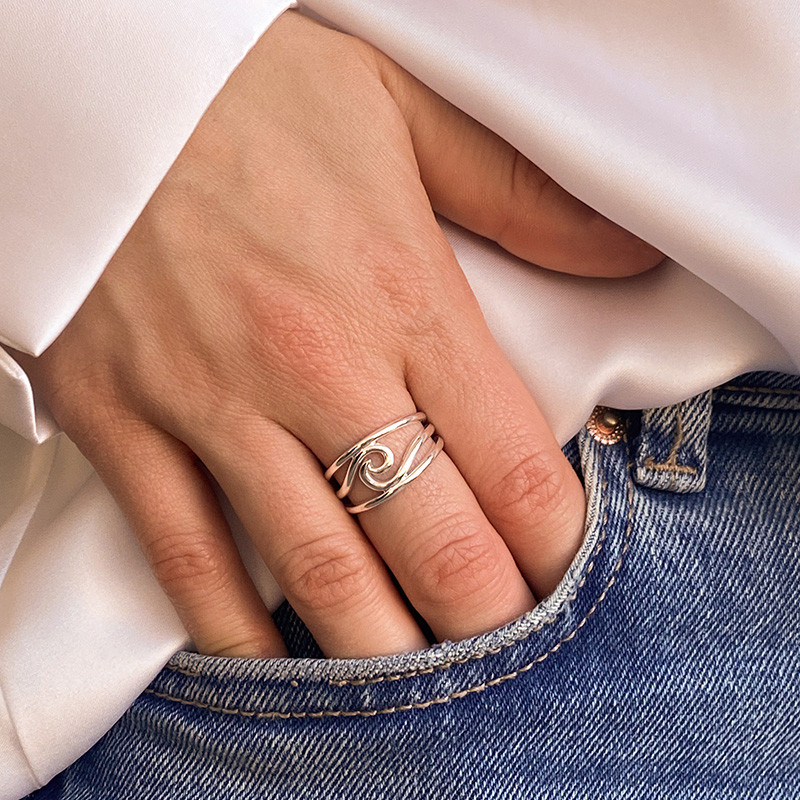 Bague Argent Big Wave