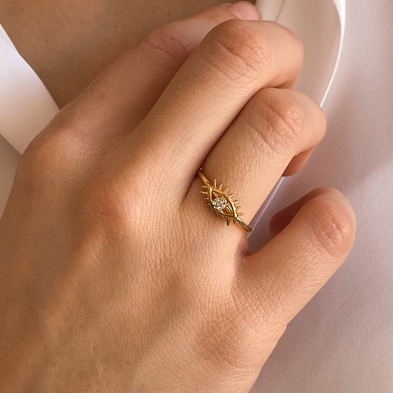 Bague dorée oeil strass