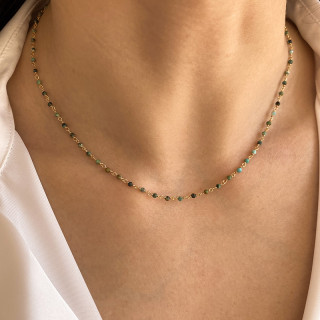 Collier Doré rang de pierres fines links