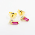 Clous d'oreilles doré rose et strass