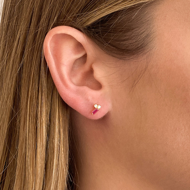 Clous d'oreilles doré rose et strass
