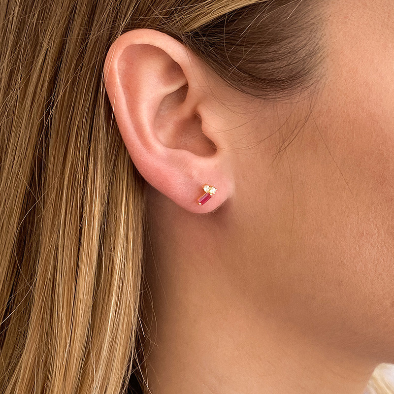 Clous d'oreilles doré rose et strass