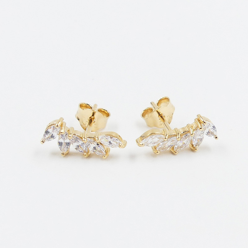 Clous d'oreilles Dorés 5 pétales strass