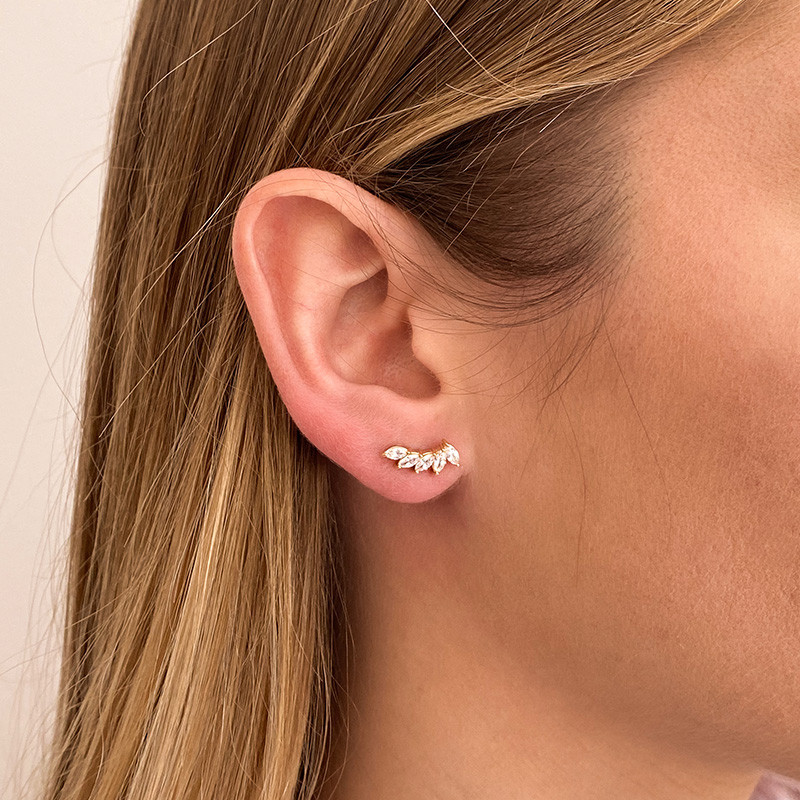 Clous d'oreilles Dorés 5 pétales strass