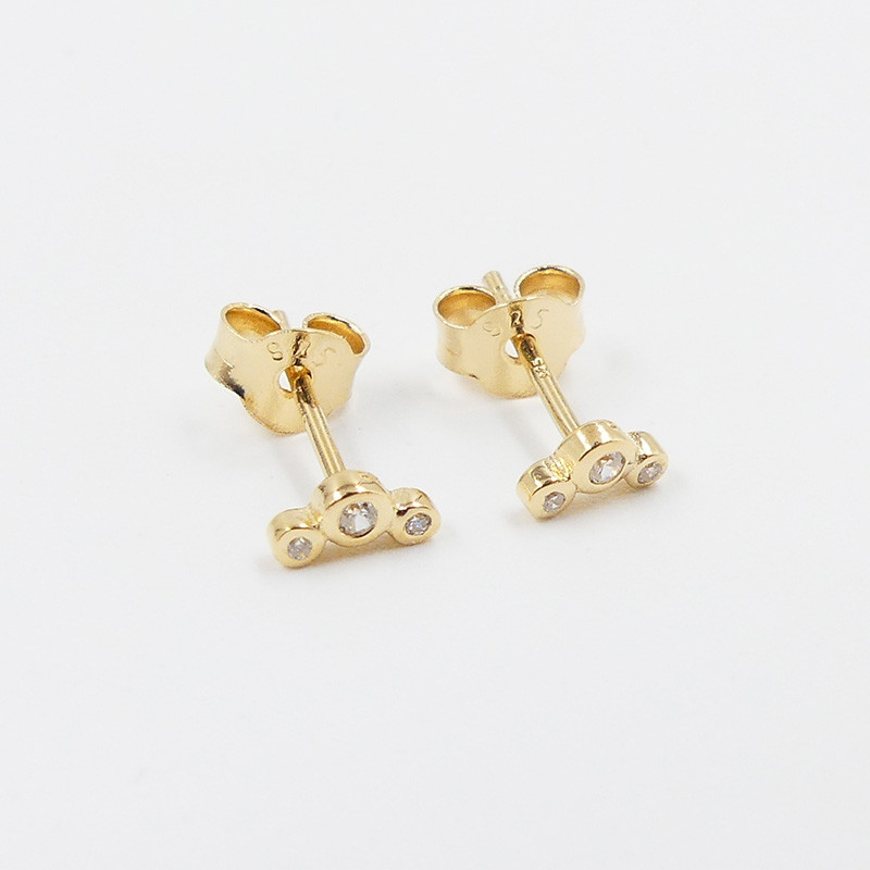 Clous d'oreilles Dorés trio strass