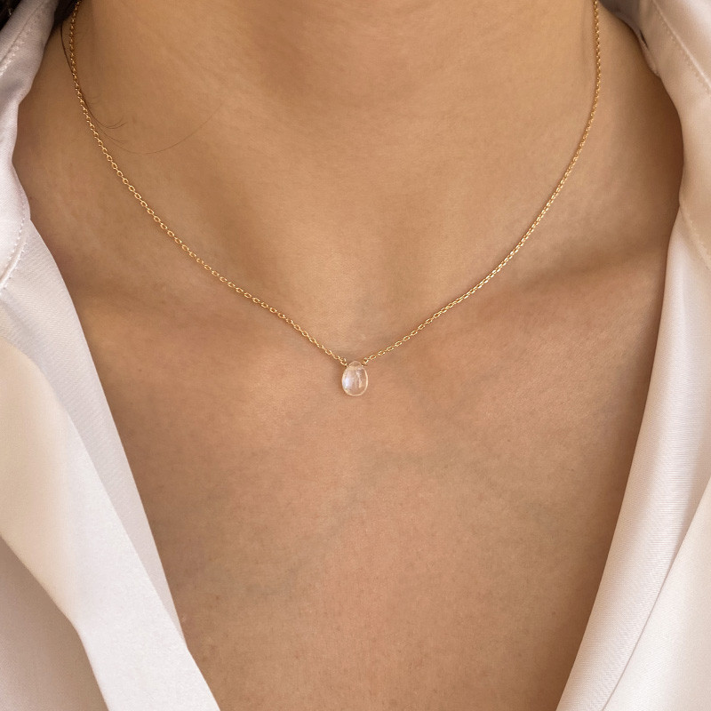Collier Plaqué or et pierre de lune