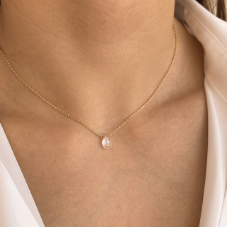Collier Plaqué or et pierre de lune