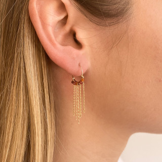 Boucles d'oreilles plaqué or pendantes links Rubis