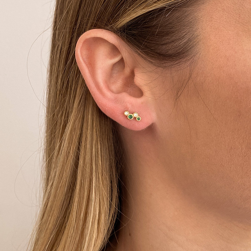 Clous d'oreilles plaqué or zigzag strass