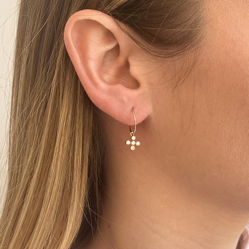 Boucle à l'unité doré fine trèfle