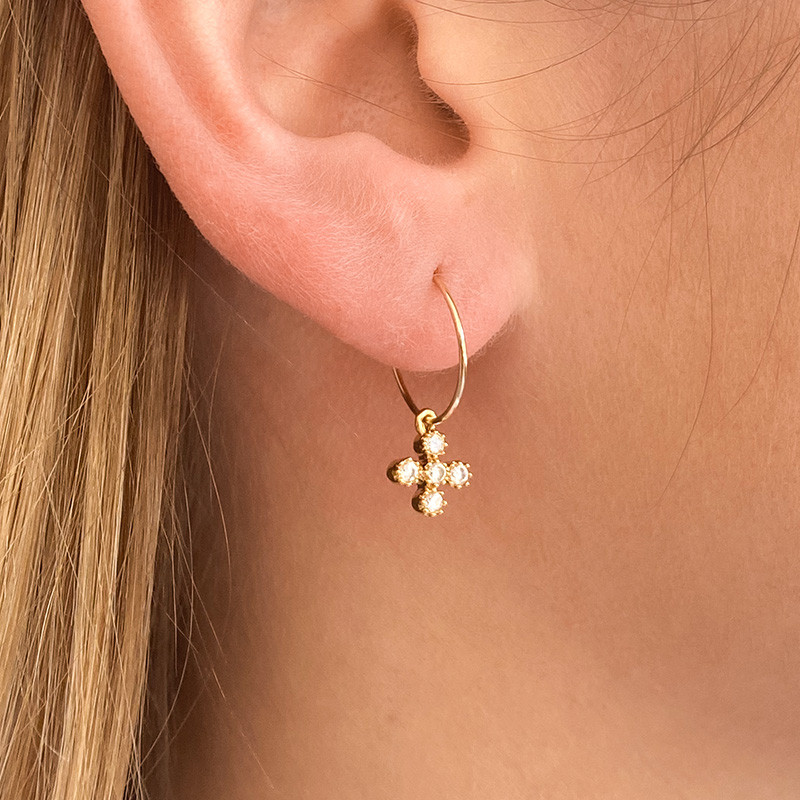 Boucle à l'unité doré fine trèfle