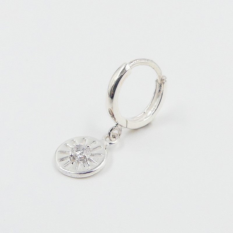 Boucle à l'unité argent soleil strass