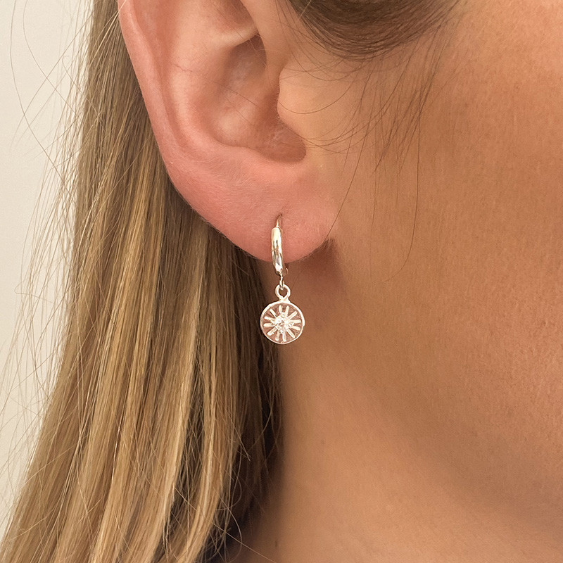 Boucle à l'unité argent soleil strass