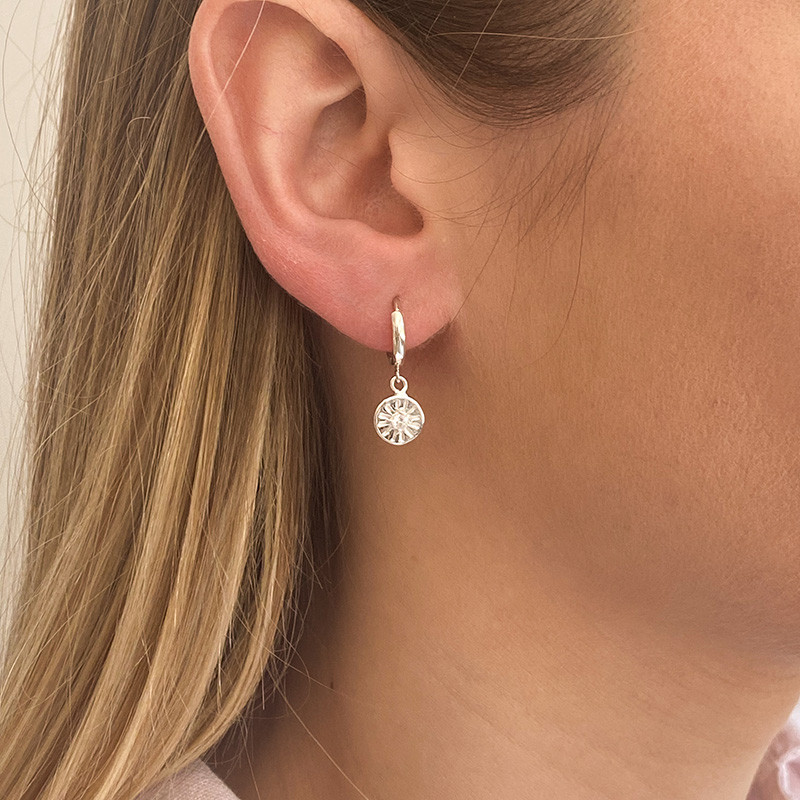 Boucle à l'unité argent soleil strass