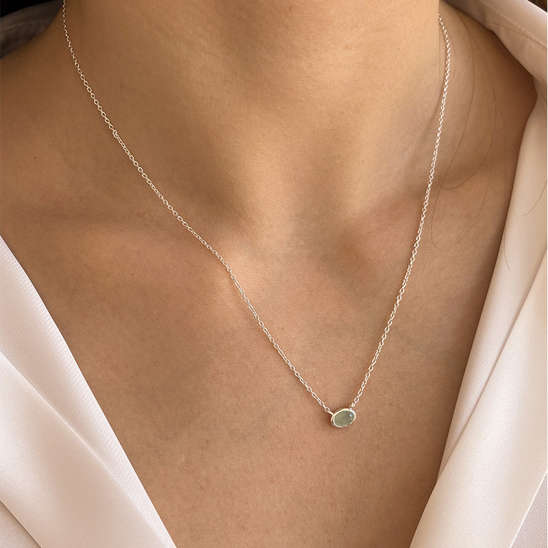 Collier Argent petit pendentif Amazonite