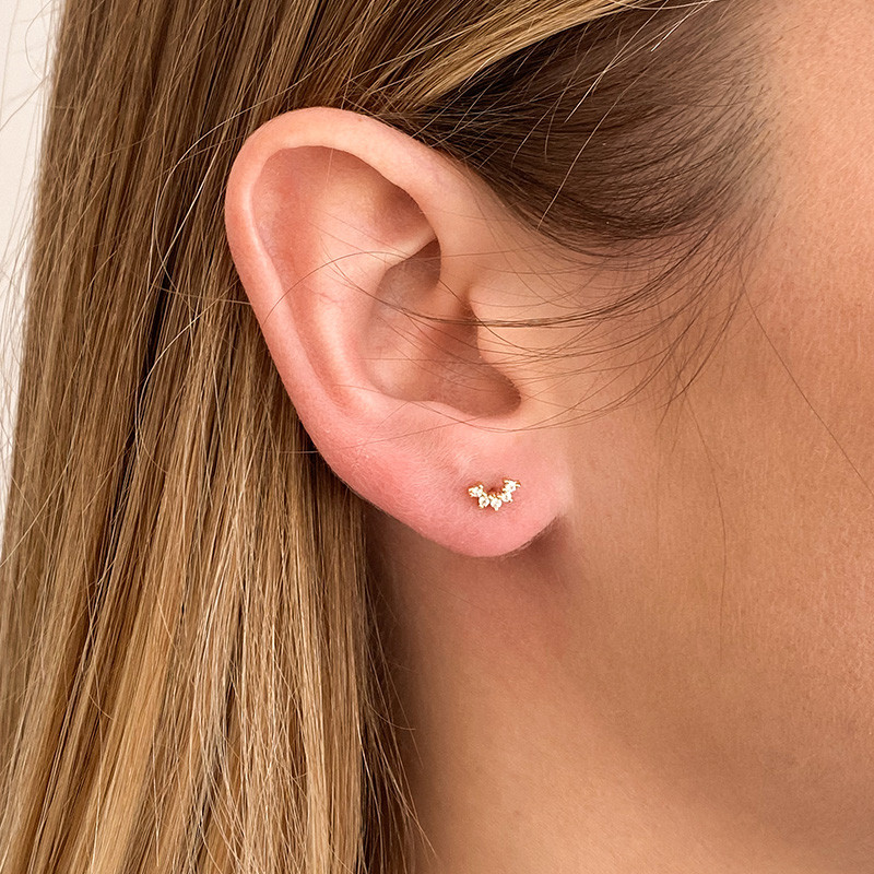 Clous d'oreilles Dorés mini arc strass