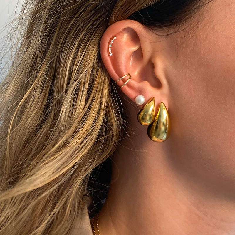 Boucles d’oreilles acier doré Gouttes