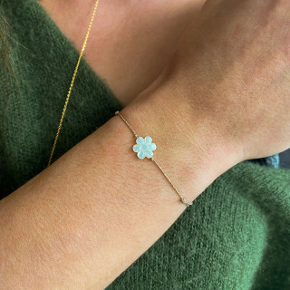 Bracelet Cordon Doré fleur nacre