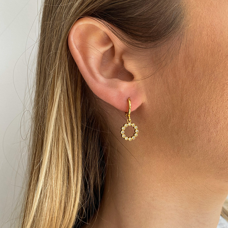 Boucle à l'unité doré couronne de fleur strass