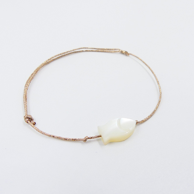 Bracelet Cordon Doré poisson nacre