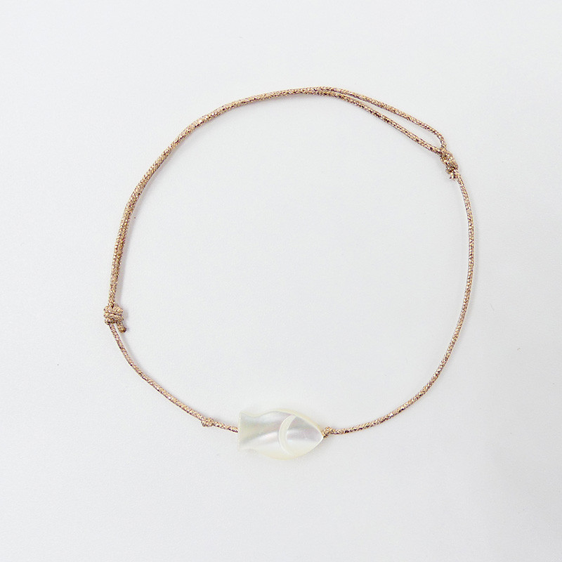 Bracelet Cordon Doré poisson nacre