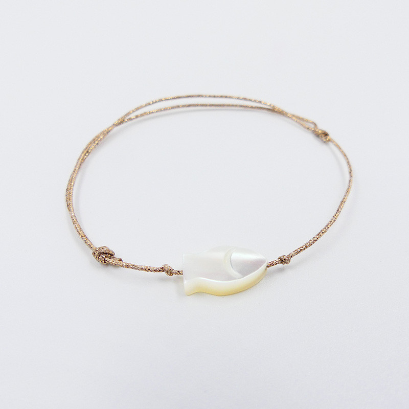 Bracelet Cordon Doré poisson nacre