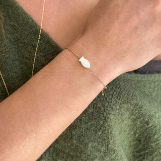 Bracelet Cordon Doré poisson nacre