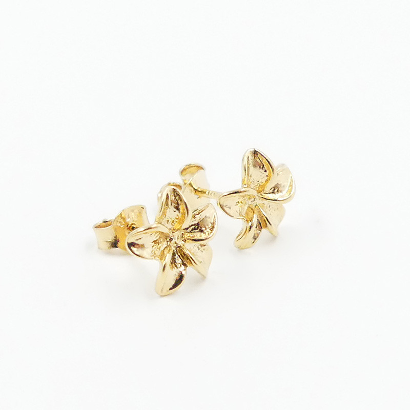 Clous enfant plaqué or fleur tropicale