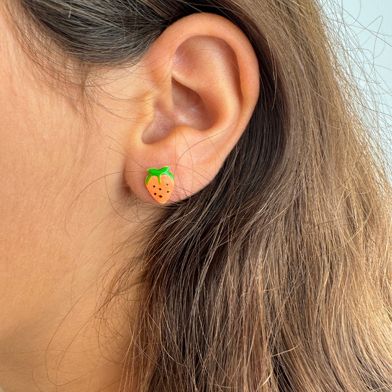 Clous Argent Enfant fraises corail