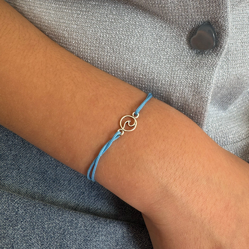 Bracelet cordon bleu enfant vague