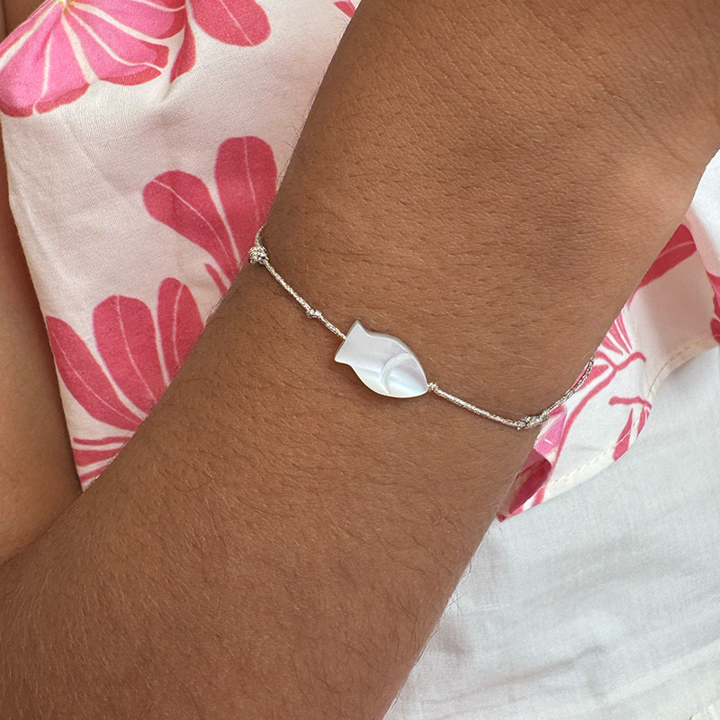 Bracelet Cordon enfant Doré poisson nacre
