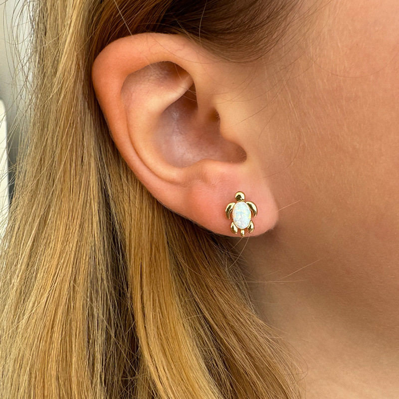 Clous d'oreilles enfant plaqué or tortue